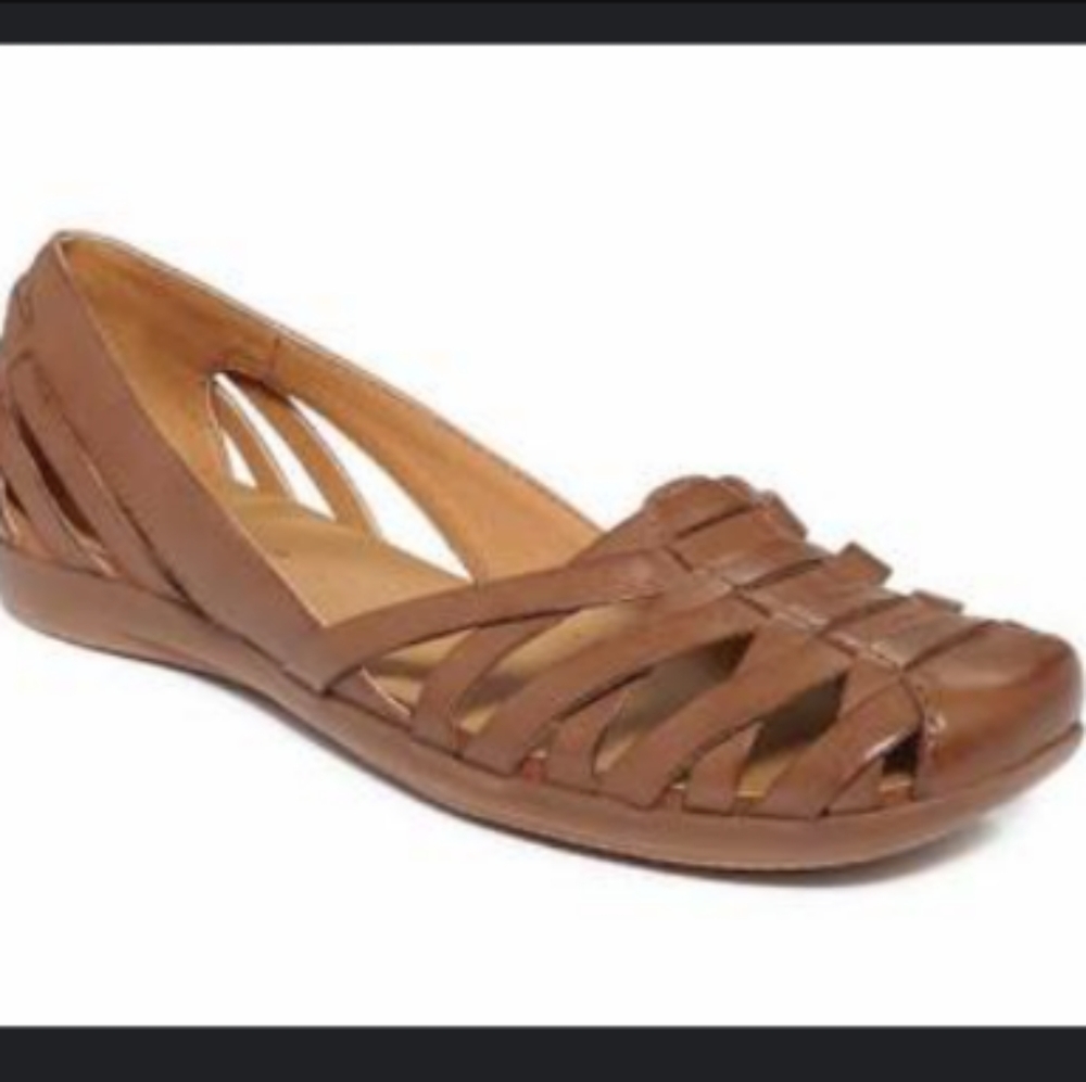 BareTraps Elton Chestnut Brown Tan Leather Huarache Gladiator Flats Shoes 6M - Picture 1 of 13